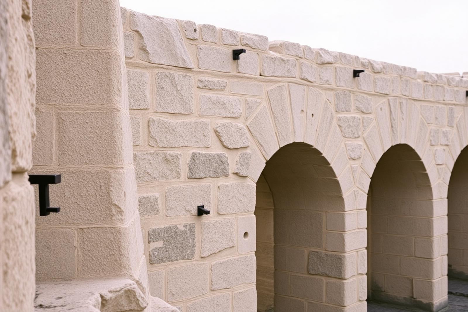 Detail of limestone fort arches at the Royal Naval Dockyard