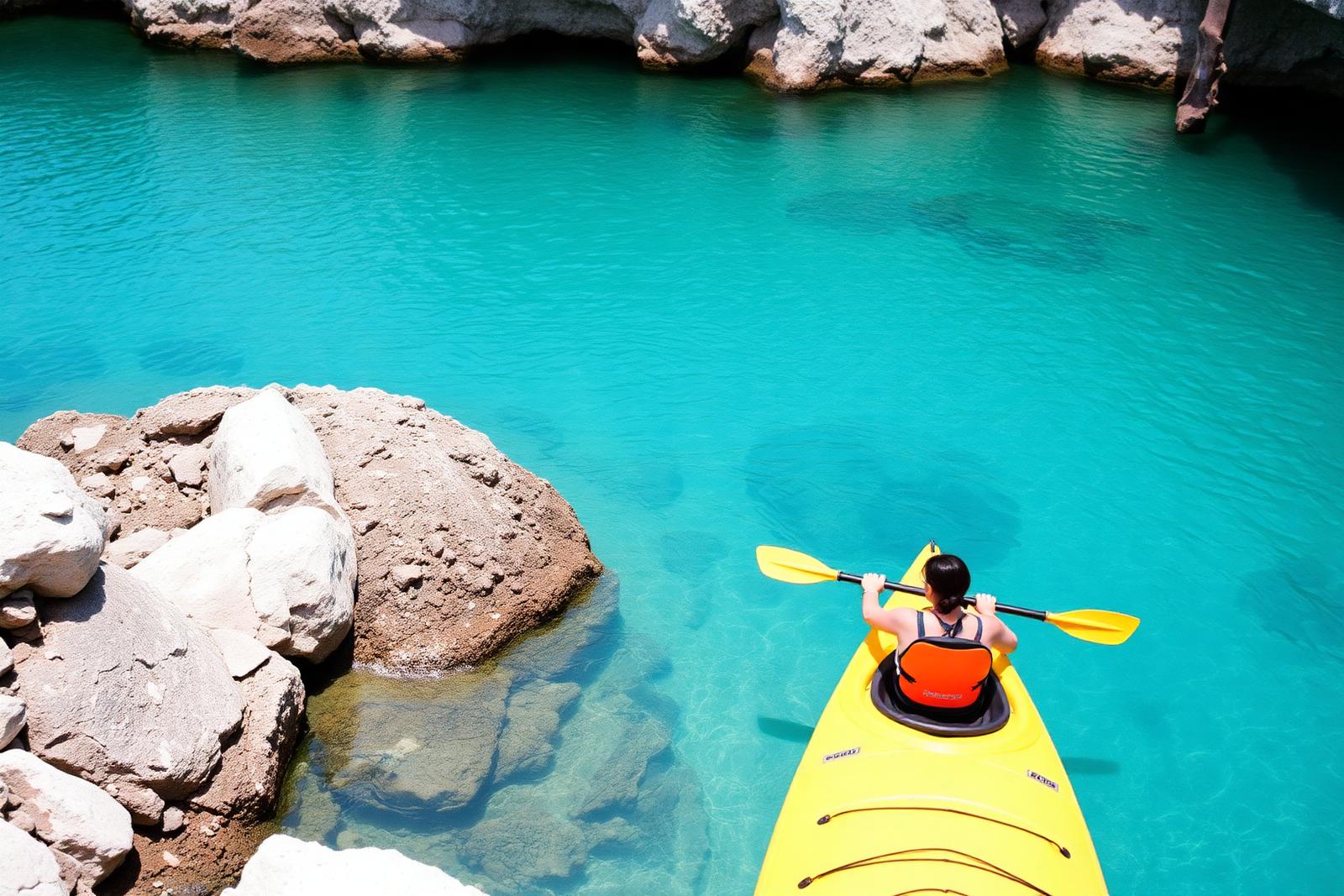 A lone kayaker in a turquoise Bermuda cove