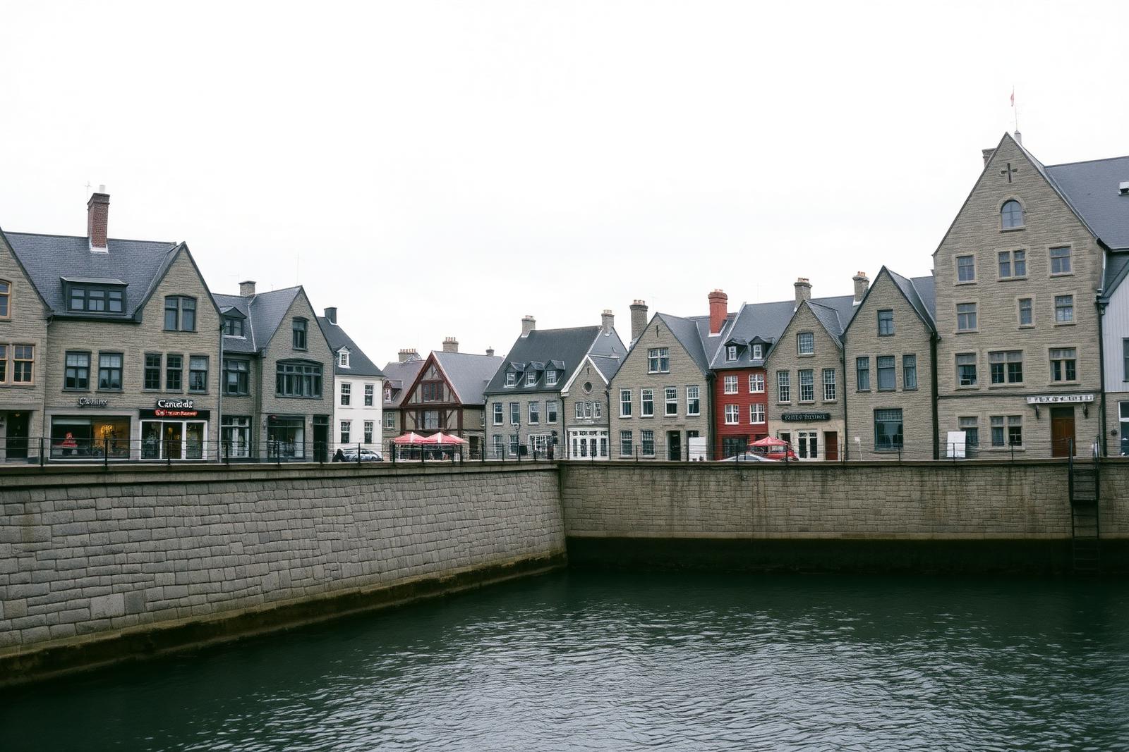 Stone waterfront buildings of Quebec City lower town